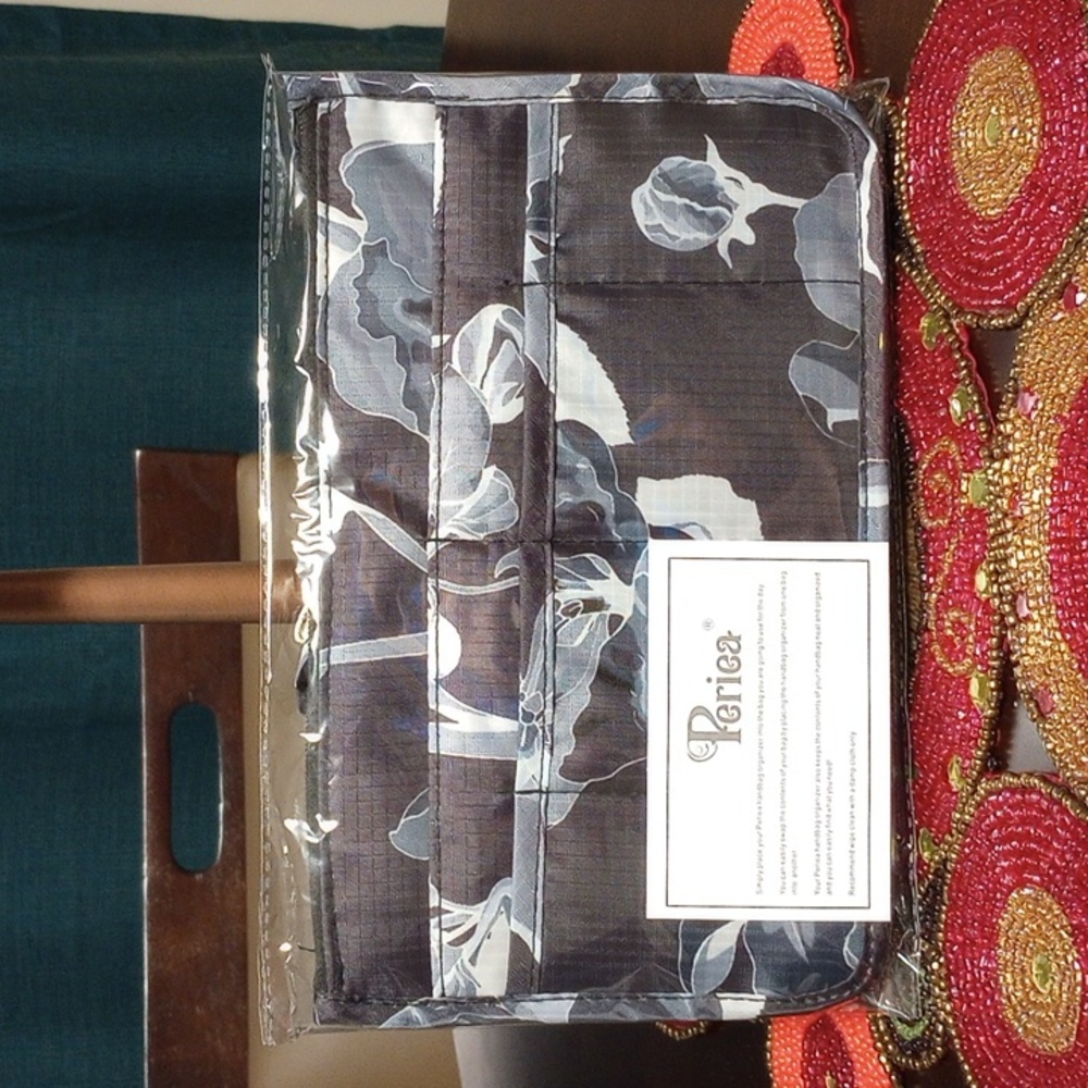 Purse Organizer Insert-Black Floral Print - Picture 11 of 14